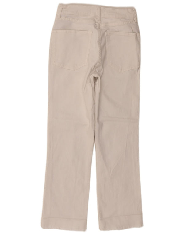 Calça feminina reta casual Zara EU 36 XS W26 L26 algodão branco