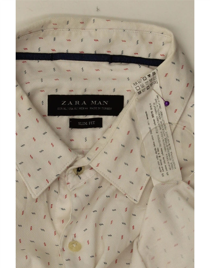 Camisa masculina ZARA Slim Fit XL algodão manchado branco