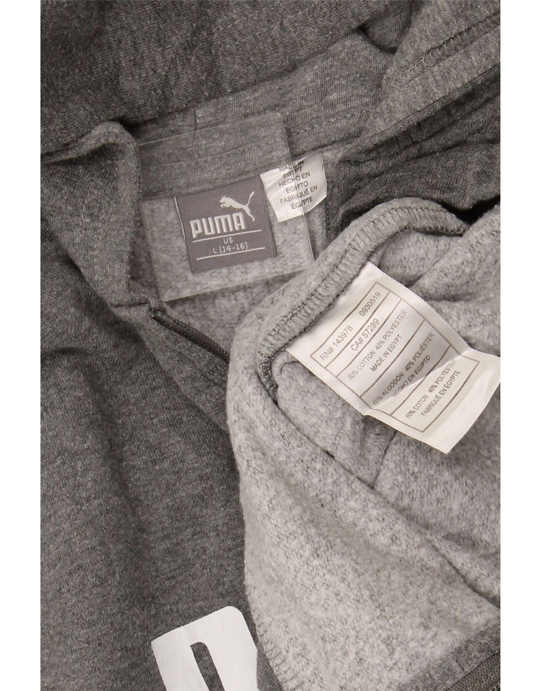 Suéter PUMA Boys Graphic Zip com capuz 12-13 anos grande algodão cinza