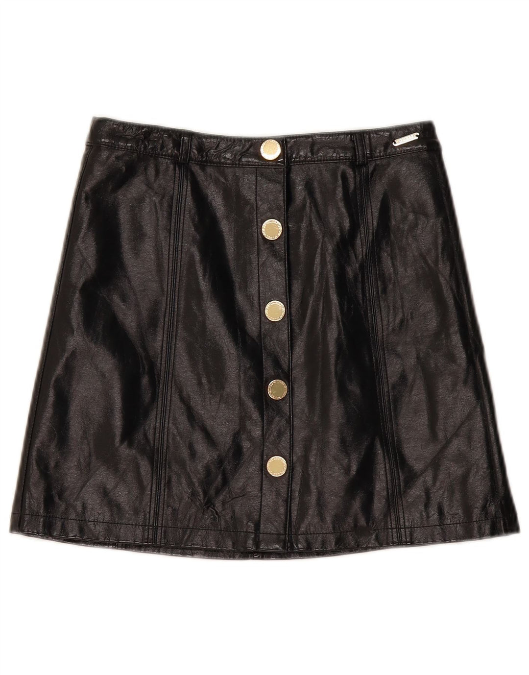 Saia feminina de couro sintético Guess W27 pequena polietileno preto