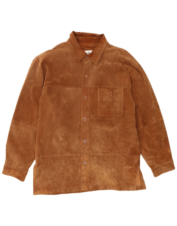 Jaqueta masculina vintage de camurça UK 42 XL couro marrom