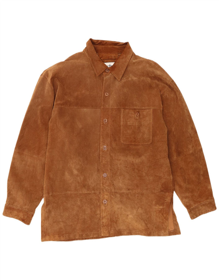 Jaqueta masculina vintage de camurça UK 42 XL couro marrom