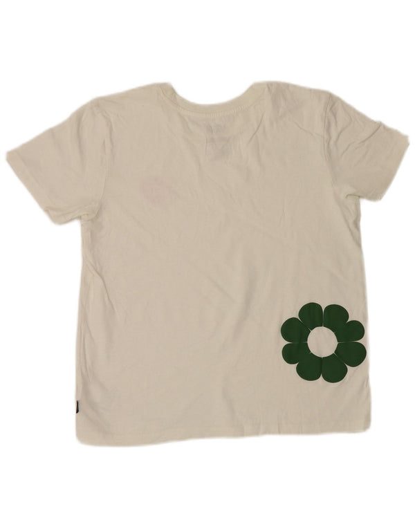 Camiseta feminina Vans com estampa gráfica UK 14 médio branco floral algodão