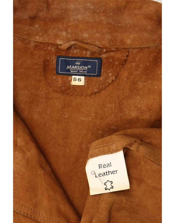 Jaqueta de camurça masculina vintage IT 56 3XL couro bege