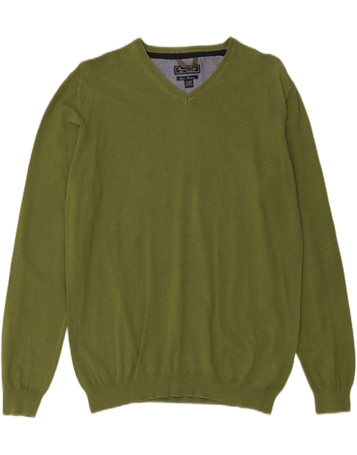 MASSIMO DUTTI Boys V-Neck Jumper Sweater 15-16 Years Green Cotton Vintage Massimo Dutti and Second-Hand Massimo Dutti from Messina Hembry 