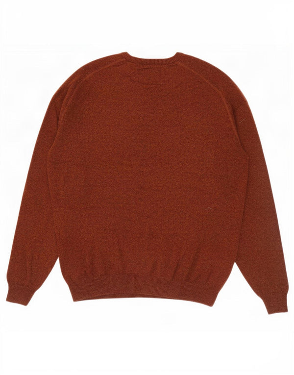 Suéter masculino Massimo Dutti com gola redonda, lã marrom médio