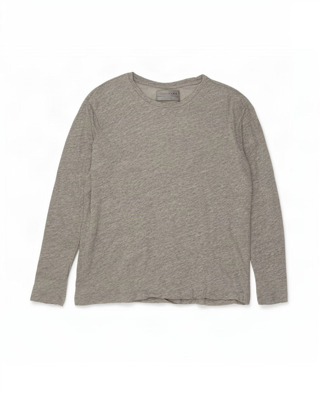 Zara Top masculino manga comprida algodão manchado cinza médio