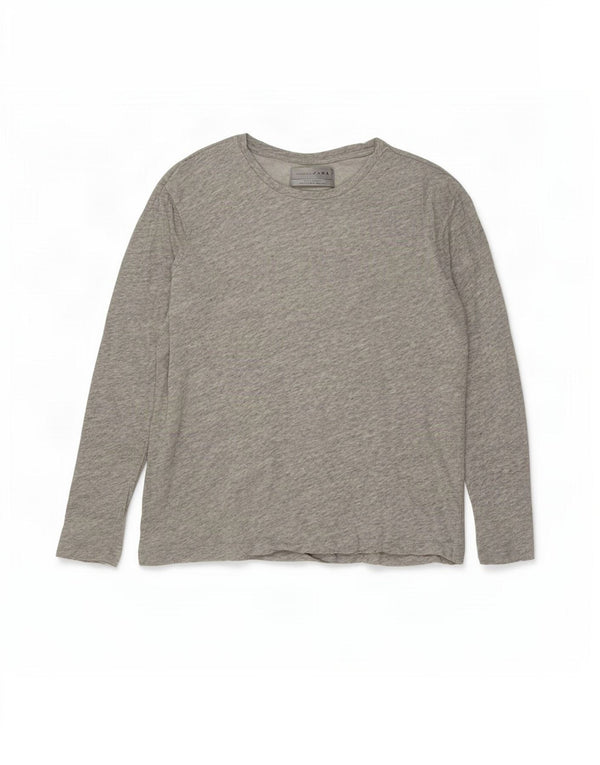 Zara Top masculino manga comprida algodão manchado cinza médio