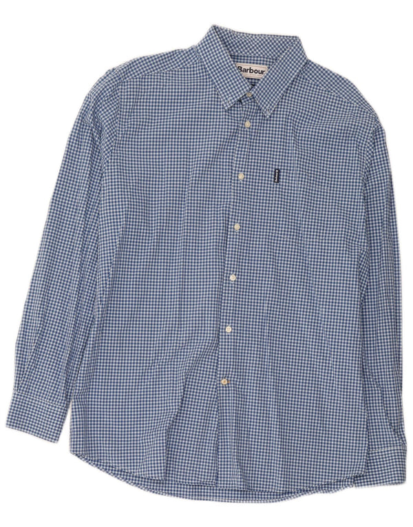 Camisa masculina Barbour sob medida XL algodão guingão azul