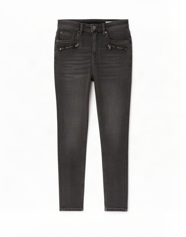 Jeans skinny de cintura alta feminino Marks & Spencer Reino Unido 12 médio W27 L28 cinza