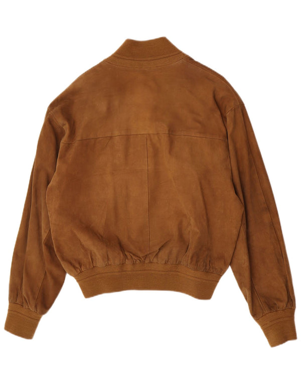 Jaqueta bomber de camurça superdimensionada feminina vintage IT 44 bege médio