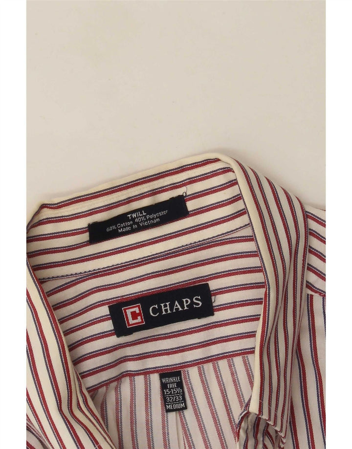 Camisa masculina de flanela Chaps tamanho 15 1/2 algodão listrado vermelho médio