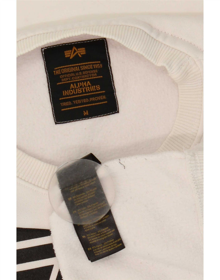 Alpha Industries Suéter gráfico masculino de algodão médio branco