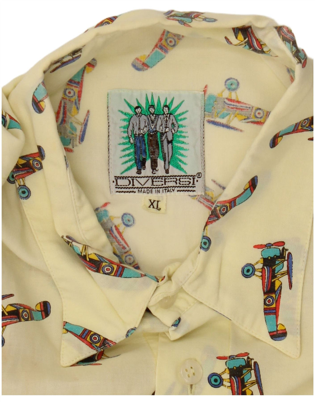 Camisa masculina vintage de manga curta XL amarela