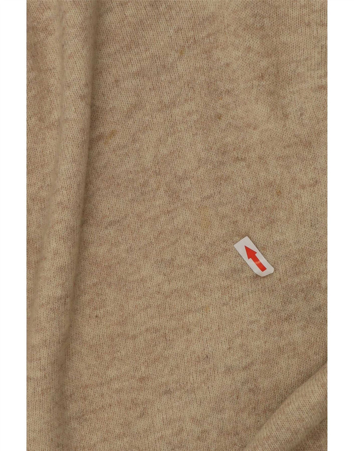 Suéter masculino vintage com decote em V grande lã manchada bege