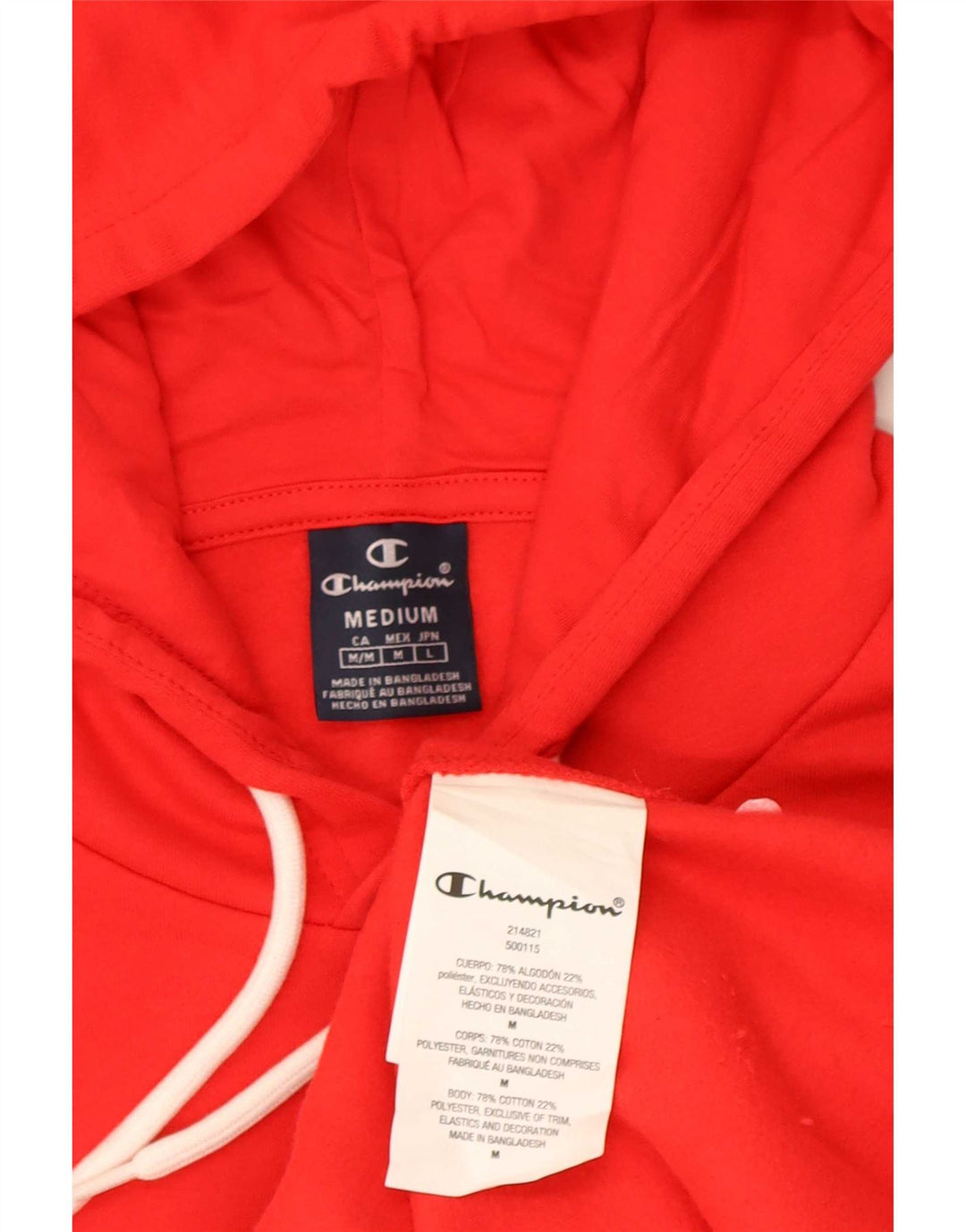 Jumper masculino com capuz gráfico Champion médio algodão listrado vermelho