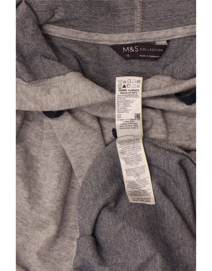 Suéter feminino Marks & Spencer com capuz grande e gráfico Reino Unido 16 grande cinza