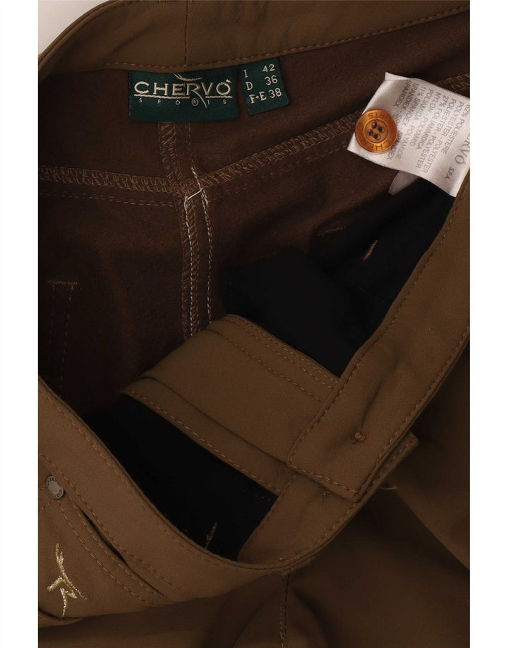 Calça casual feminina Chervo Bootcut IT 42 médio W28 L32 poliéster bege