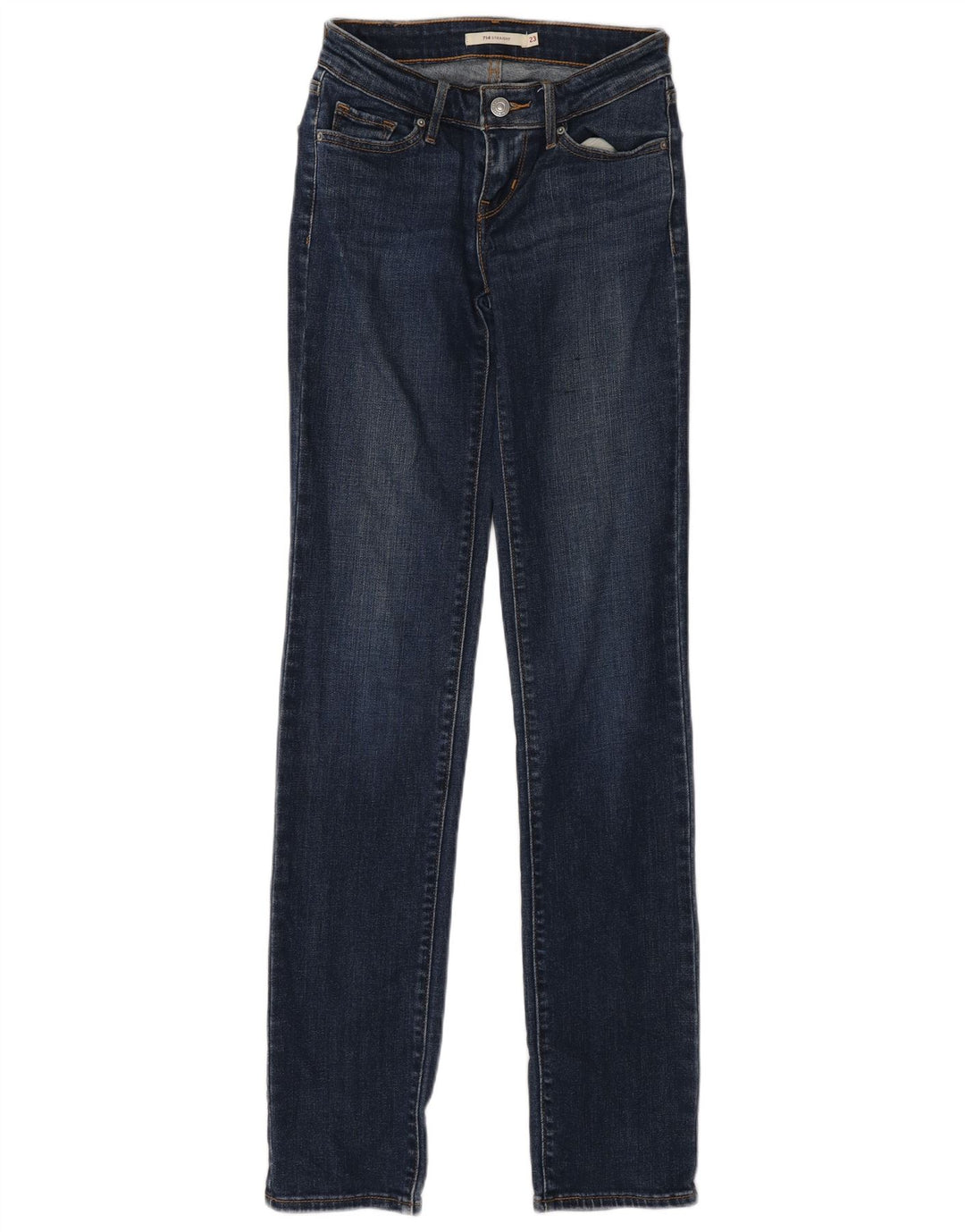 Calça jeans feminina Levi's 714 Straight W23 L33 azul algodão