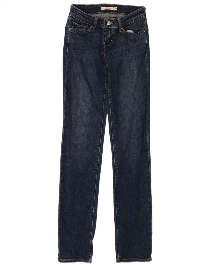 Calça jeans feminina Levi's 714 Straight W23 L33 azul algodão