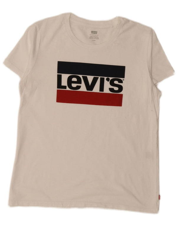 Camiseta feminina gráfica Levi's UK 14 médio branco
