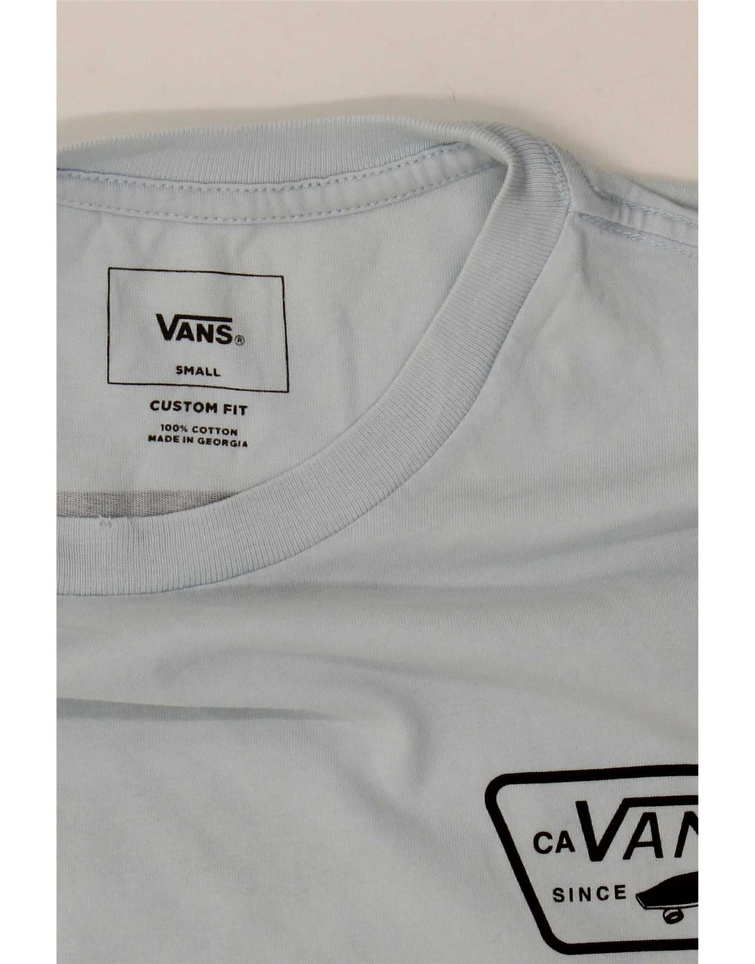 Camiseta Vans Masculina Custom Fit Graphic Top Pequeno Azul Algodão
