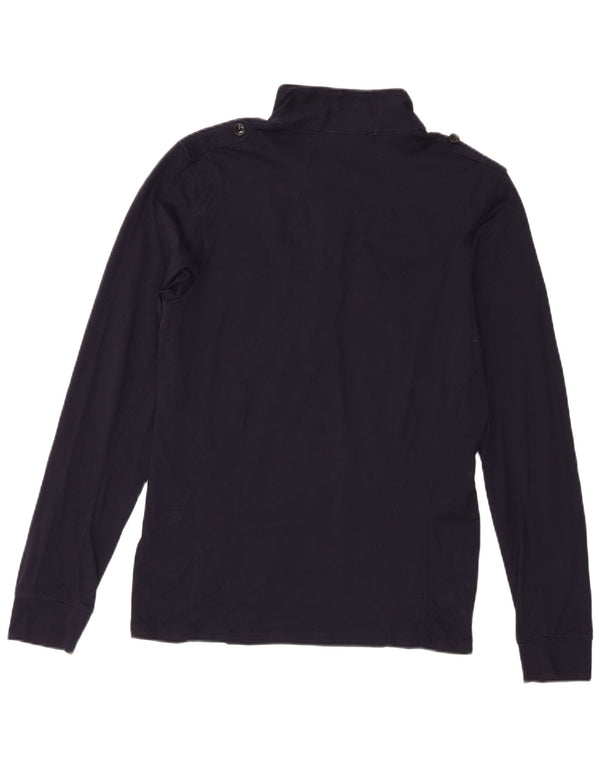 Reiss Top militar masculino manga comprida grande algodão azul marinho