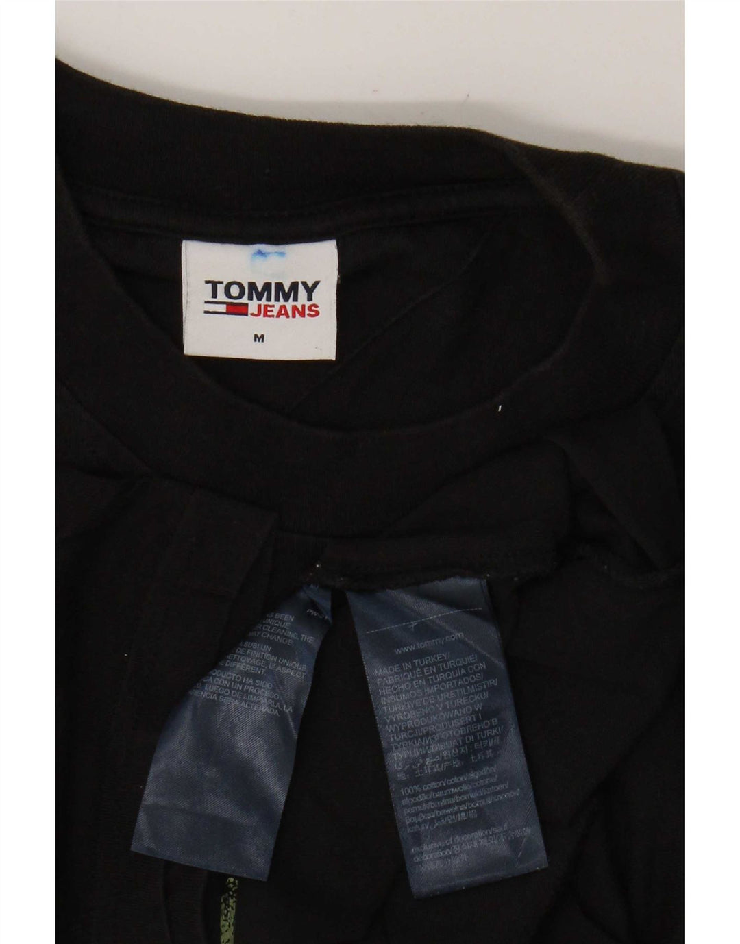 Tommy Hilfiger Camiseta masculina gráfica Top médio algodão preto