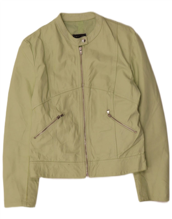 Jaqueta feminina de couro Sasch UK 18 XL couro verde
