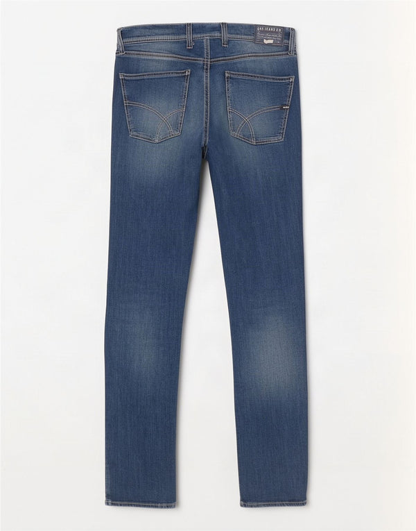 Gas Mens Slim Jeans W32 L34 Azul Algodão