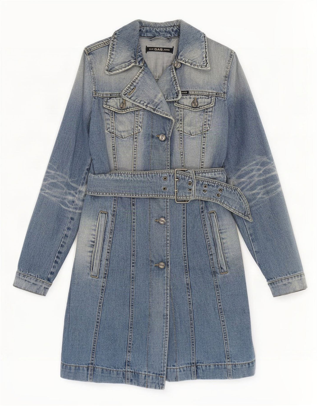 Casaco jeans feminino Gas UK 10 pequeno algodão azul