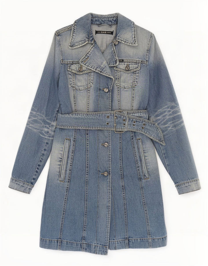 Casaco jeans feminino Gas UK 10 pequeno algodão azul