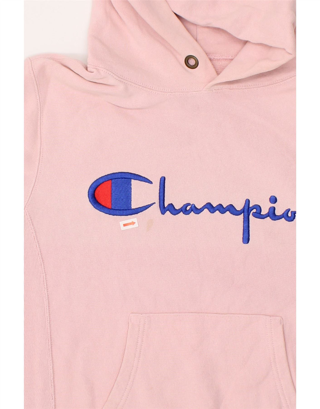 CHAMPION Womens Graphic Hoodie Jumper UK 14 Medium Pink Cotton Vintage Champion and Second-Hand Champion from Messina Hembry 