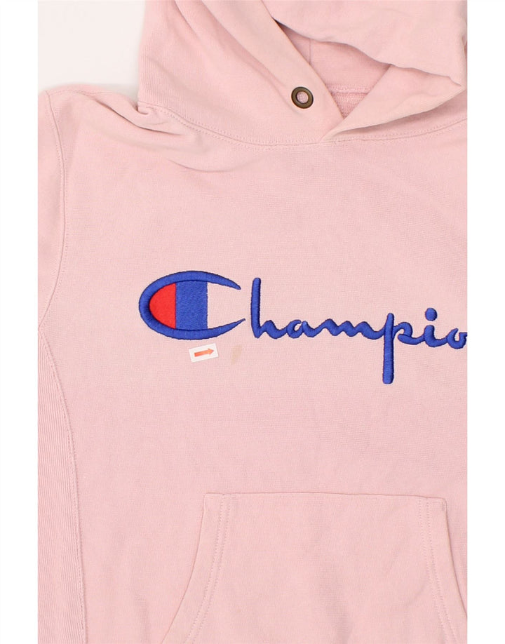 CHAMPION Womens Graphic Hoodie Jumper UK 14 Medium Pink Cotton Vintage Champion and Second-Hand Champion from Messina Hembry 