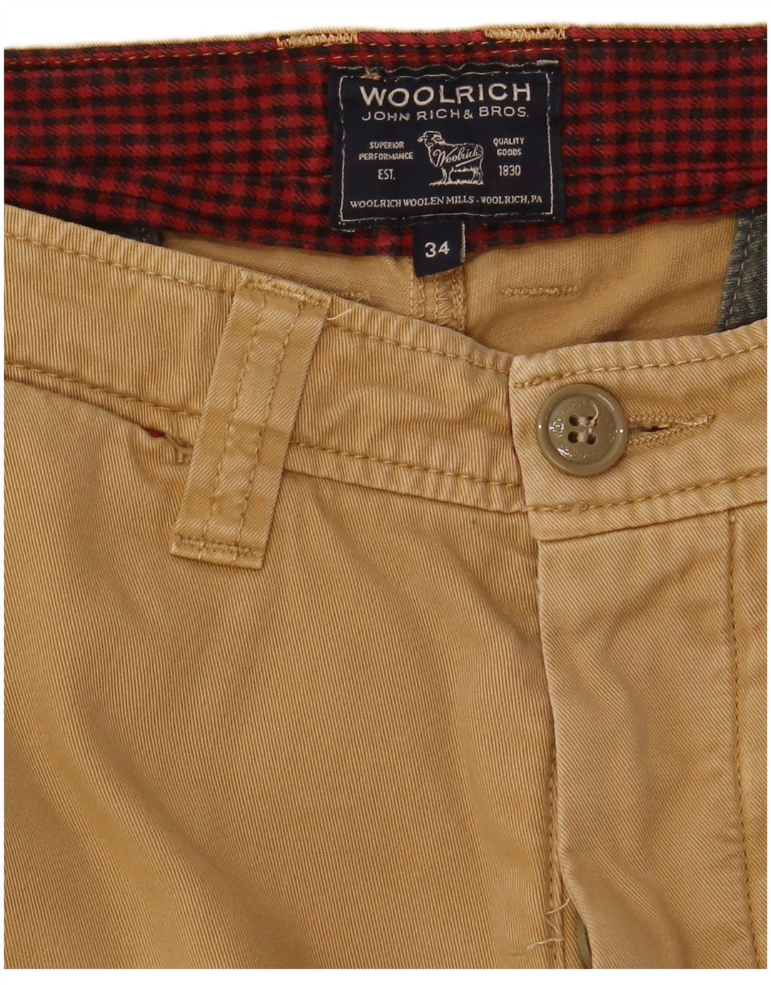 Calça chino masculina WOOLRICH reta W34 L34 bege