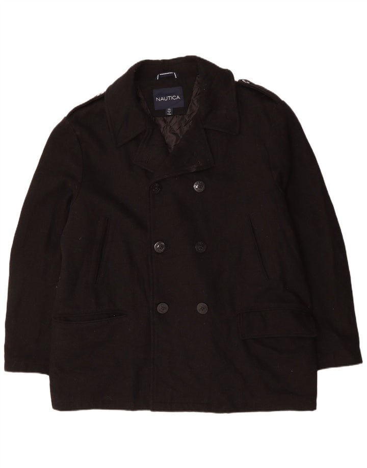 Casaco masculino NAUTICA Pea Coat UK 44 2XL lã preta