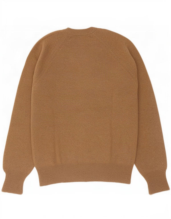 Suéter masculino vintage com decote em V IT 52 grande marrom
