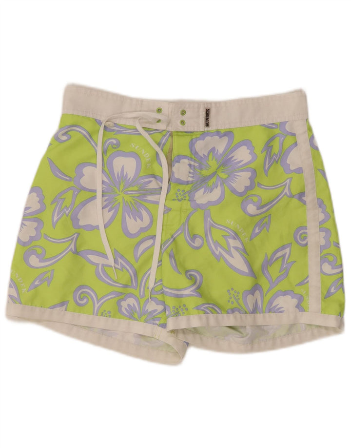 Shorts de natação masculino SUNDEK pequeno poliéster floral verde