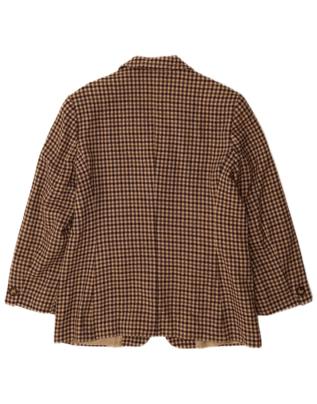 Jaqueta blazer feminina Marella com 3 botões Reino Unido 18 XL marrom houndstooth lã nova
