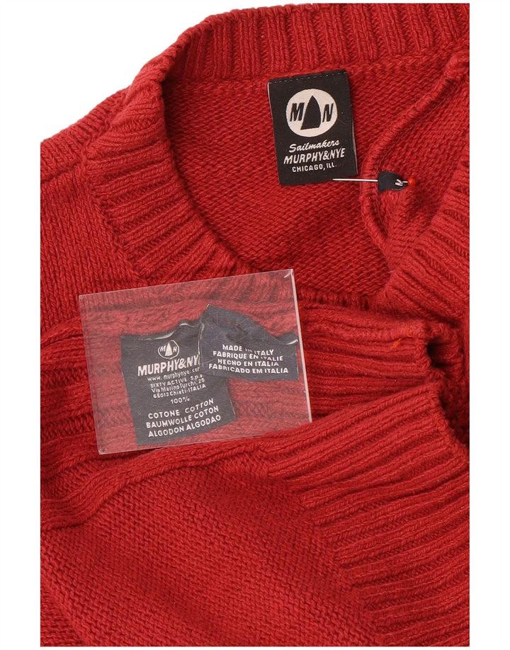 Suéter masculino Murphy & Nye com gola redonda, algodão vermelho médio