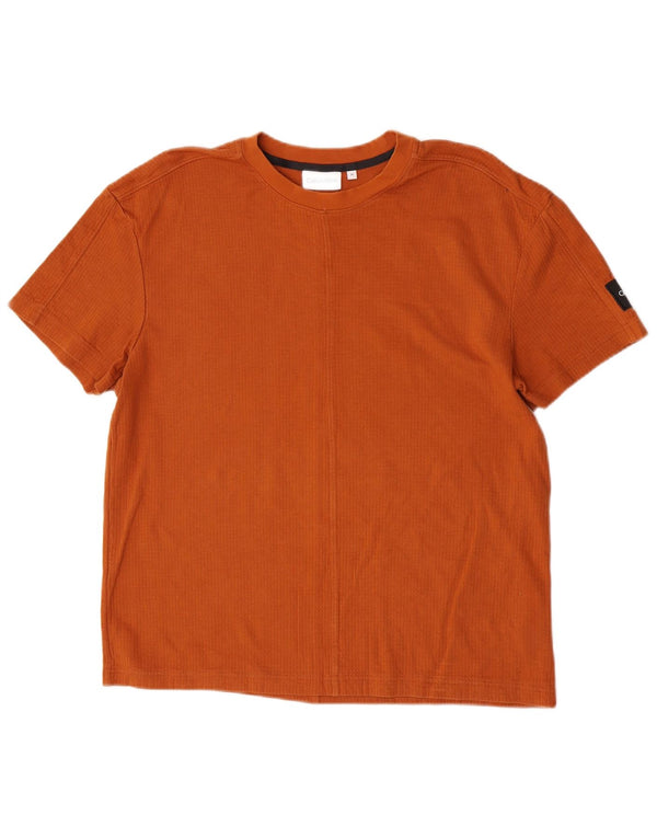 Calvin Klein Mens Camiseta Top Médio Algodão Laranja