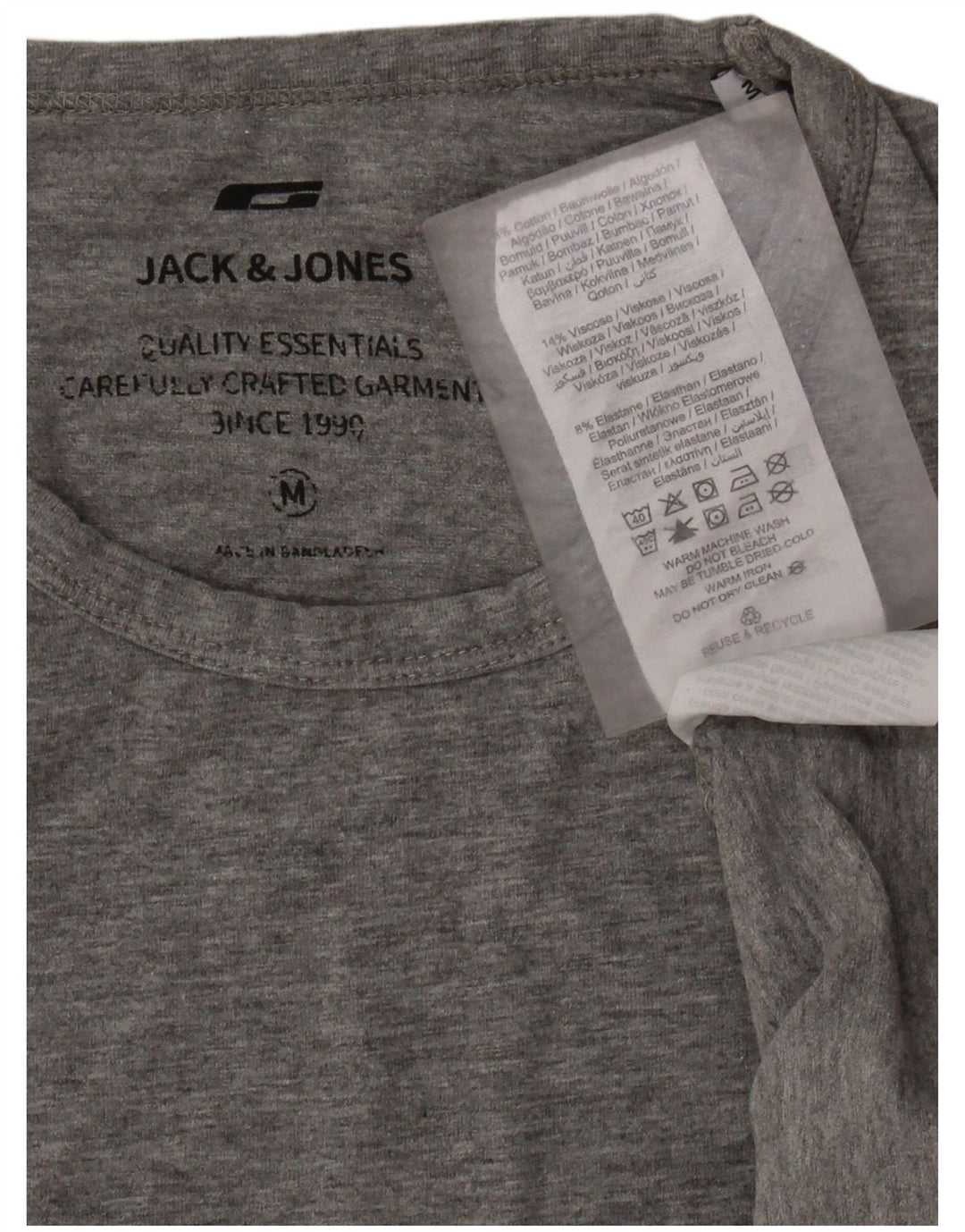 Camiseta masculina JACK & JONES algodão manchado cinza médio