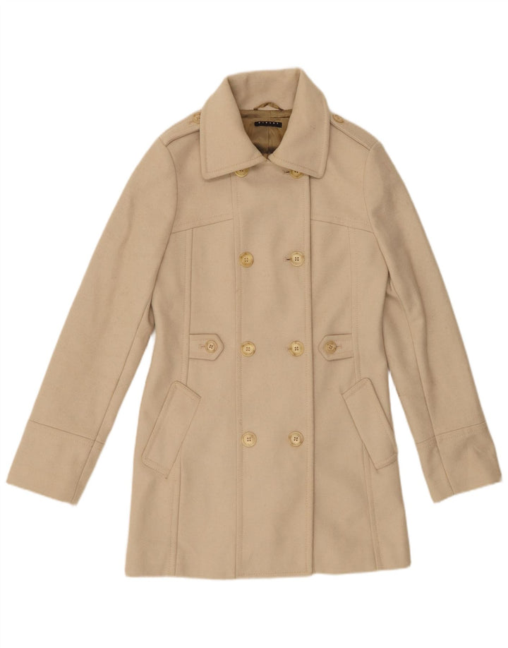 Casaco feminino Sisley com peito duplo IT 40 lã bege pequena