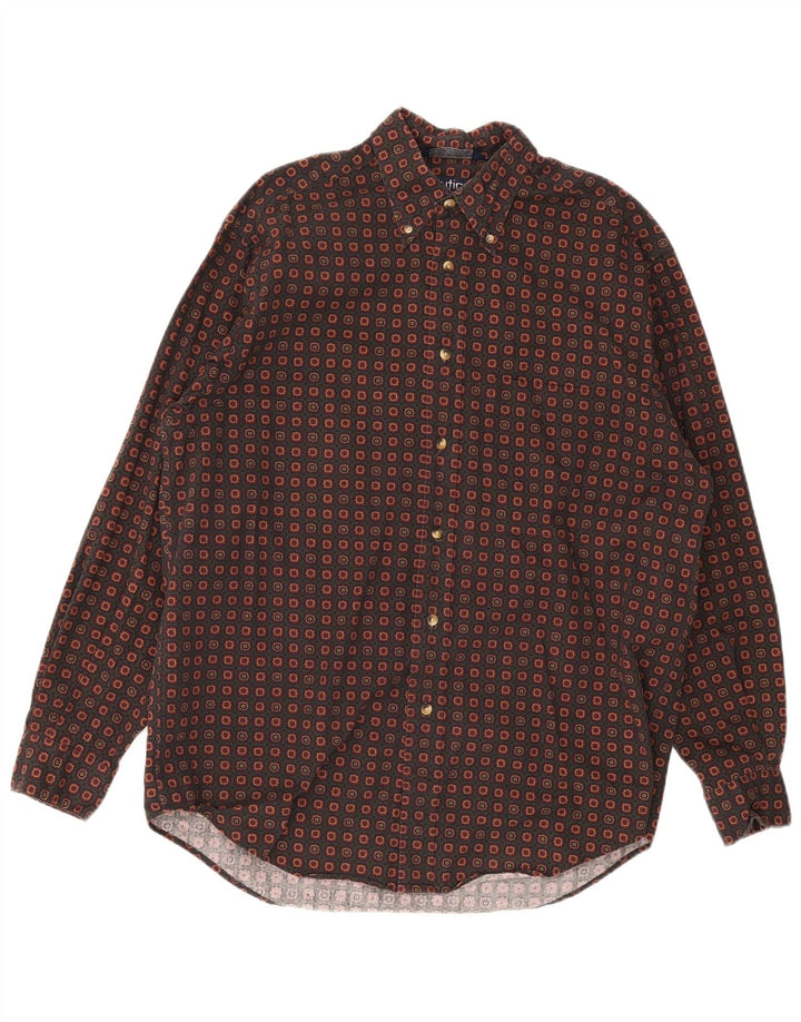Camisa masculina Nautica de algodão geométrico marrom médio