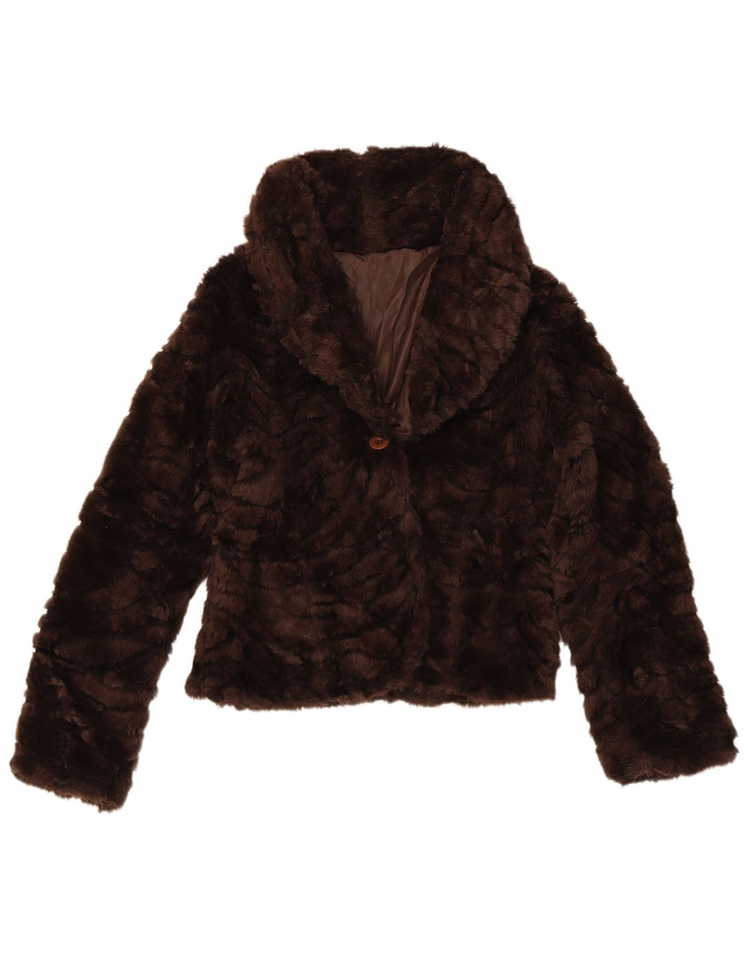 Jaqueta bomber de pele falsa feminina vintage poliéster marrom pequeno Reino Unido 10