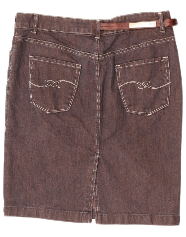 Saia jeans feminina Trussardi IT 46 grande W34 algodão marrom