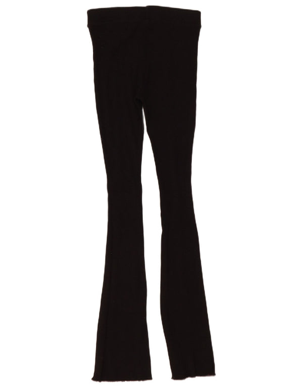 Zara Womens Flare Leggings UK 12 Médio Algodão Preto