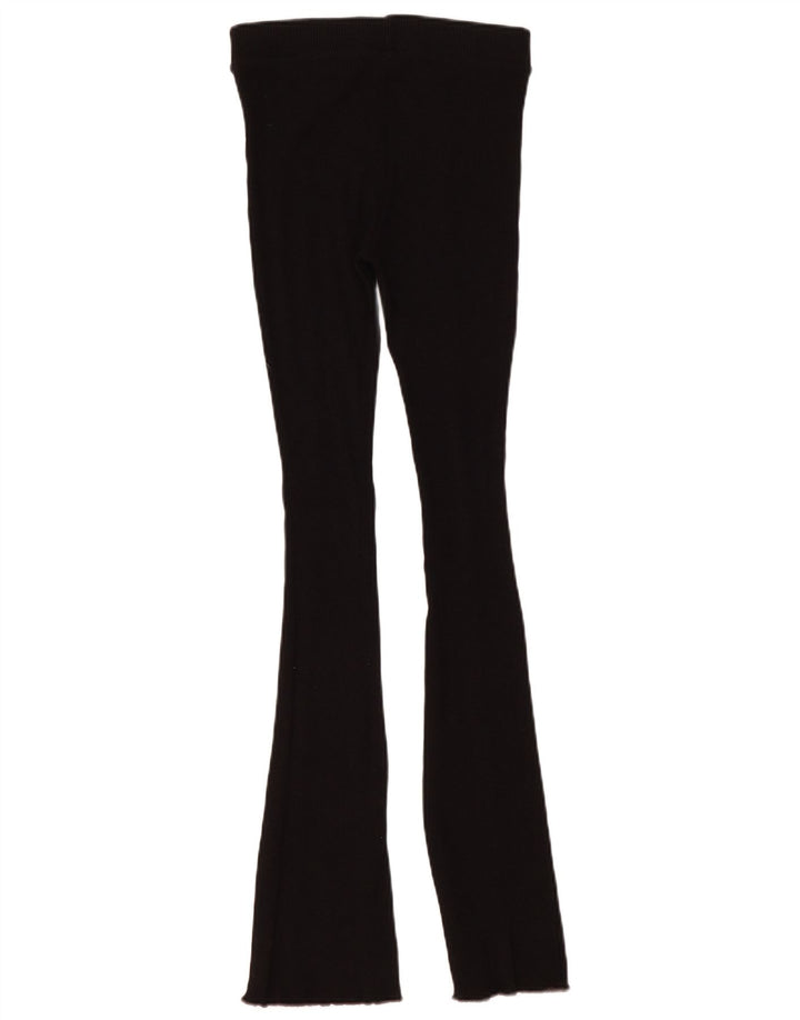 Zara Womens Flare Leggings UK 12 Médio Algodão Preto