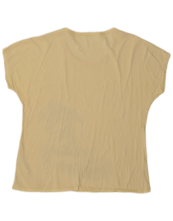 Camiseta feminina vintage com estampa gráfica UK 18 XL algodão amarelo