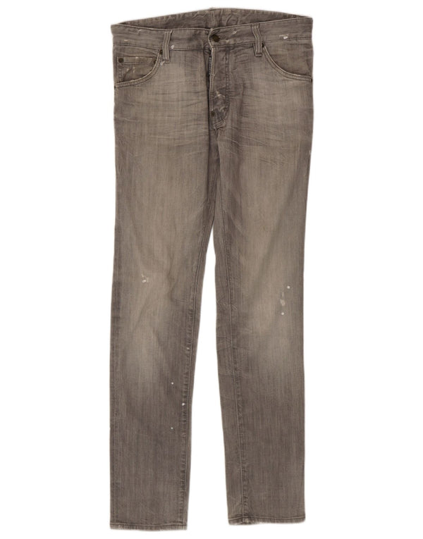 Calça jeans skinny masculina Dsquared2 IT 46 pequena W32 L32 cinza manchada